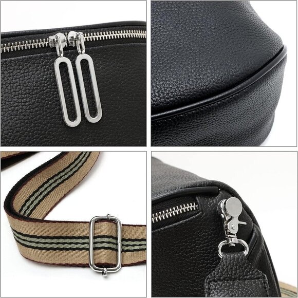 💫 Glt.etl Crossbody Bag Women Black Fashion Leather Genuine Belt Waist Pack - Picture 5 of 7